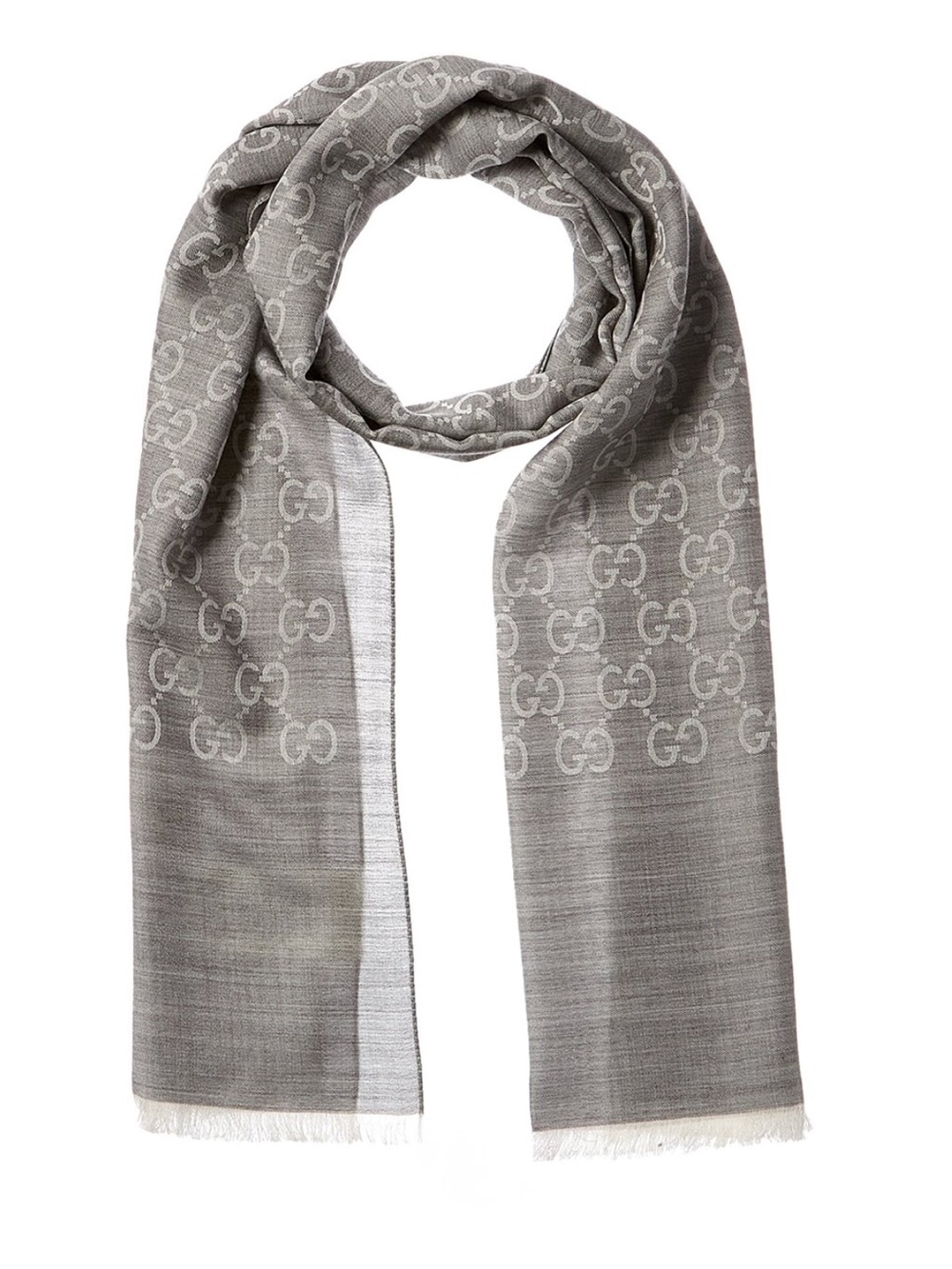 NWT Gucci Logo Jacquard Wool Silk Blend Scarf